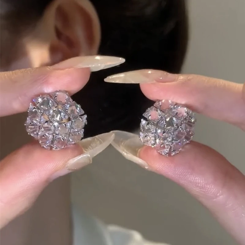 铜合金合成锆石耳饰  高级感几何方形女轻奢小众设计时尚气质耳环