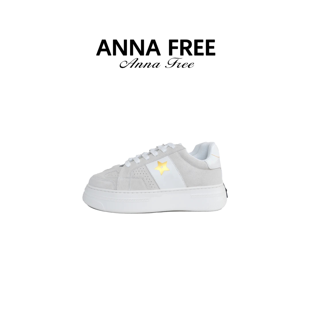 ANNA FREE 真皮厚底时尚系带星星休闲运动鞋Z8390