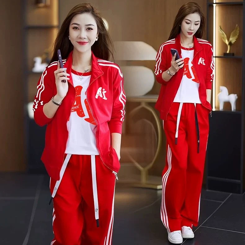 广场舞运动套装女春秋2025年新款减龄遮肉妈妈卫衣外套秋装三件套