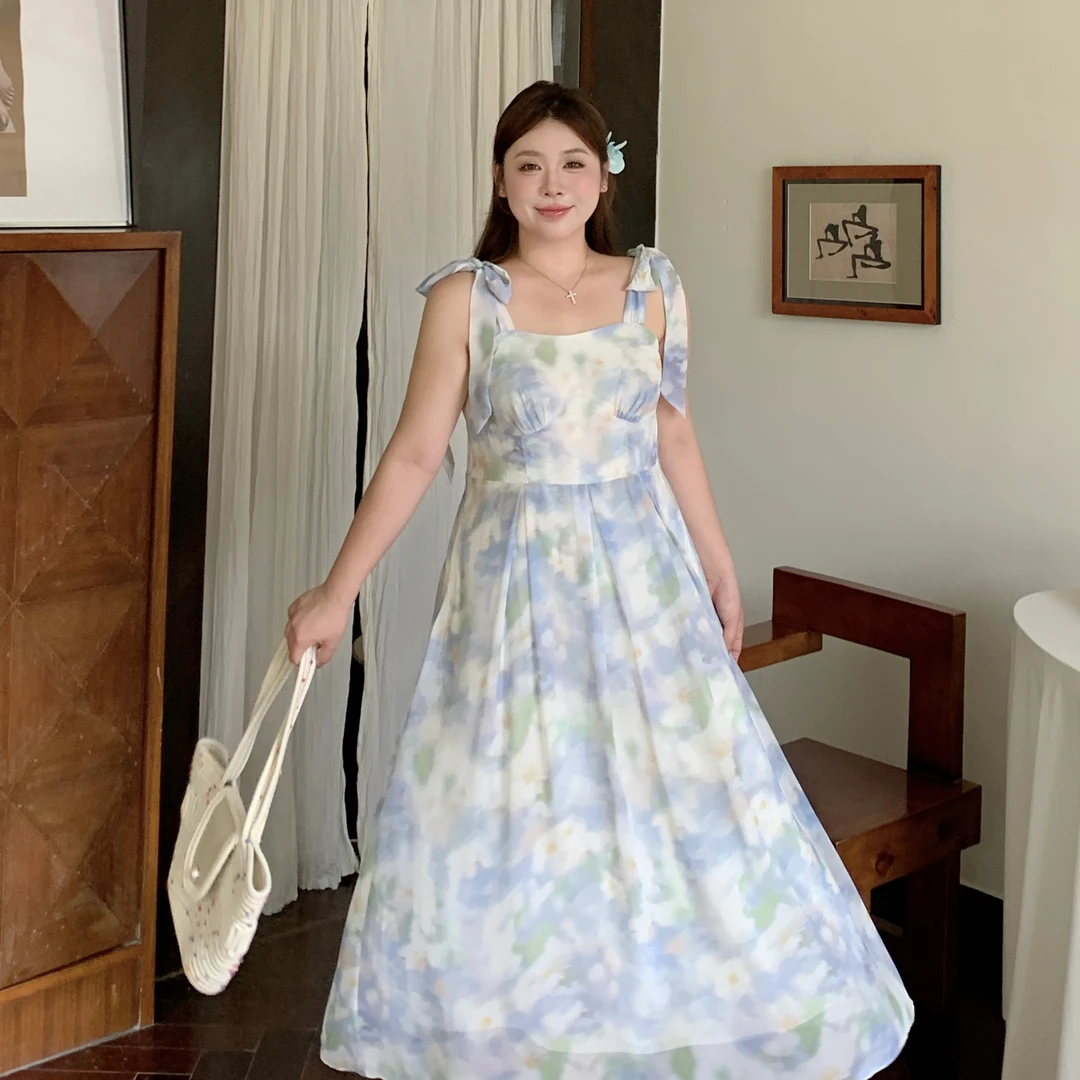 林间芭蕾（重生版）｜大码女装200斤碎花吊带裙夏新款温柔风初恋裙