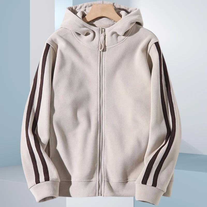 【双杆德绒】秋冬防风连帽双面绒卫衣休闲保暖拉链时尚女士开衫外套