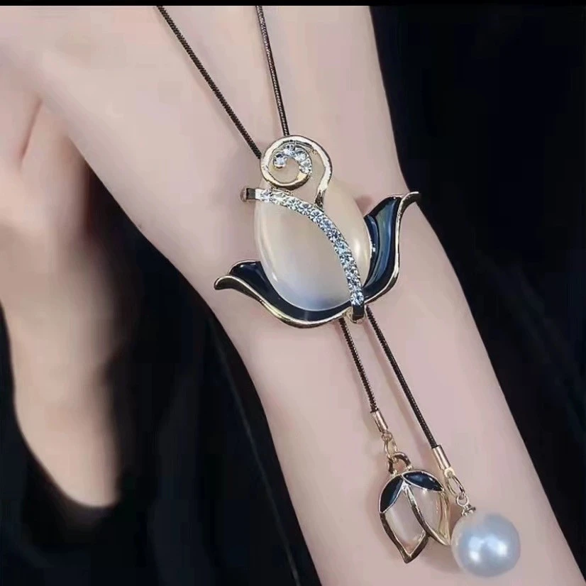 合金项链 郁金香毛衣链长款项链饰品百搭简约时尚个性高档配饰