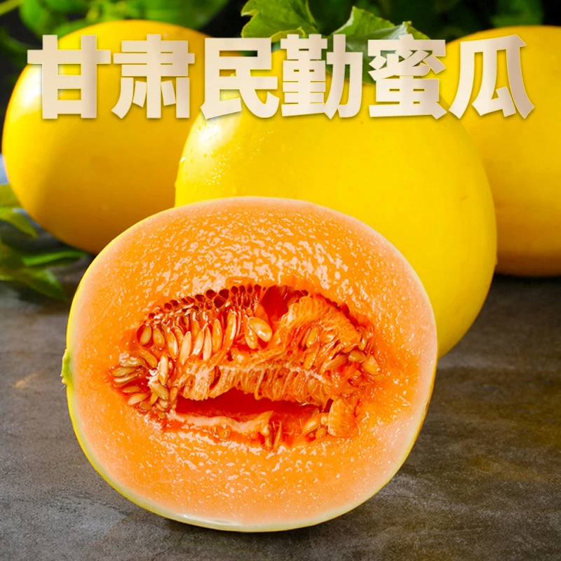 甘肃沙漠民勤蜜瓜口感绵沙软糯香甜多汁带箱9-10斤装新鲜头茬