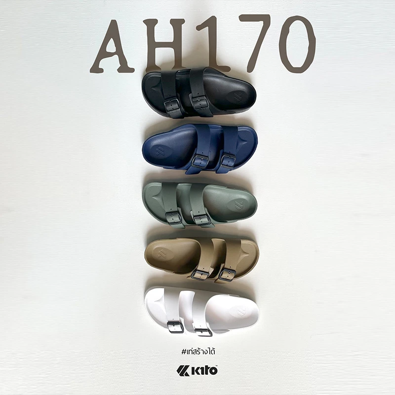 KITO泰国进口男女士轻软一字拖鞋居家室内速干防滑耐磨双带平跟