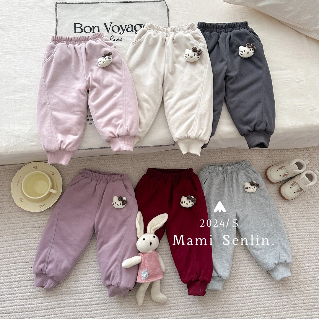 【现货】冬季新款童装韩版加厚猫百搭棉裤 244-MMSL-244195