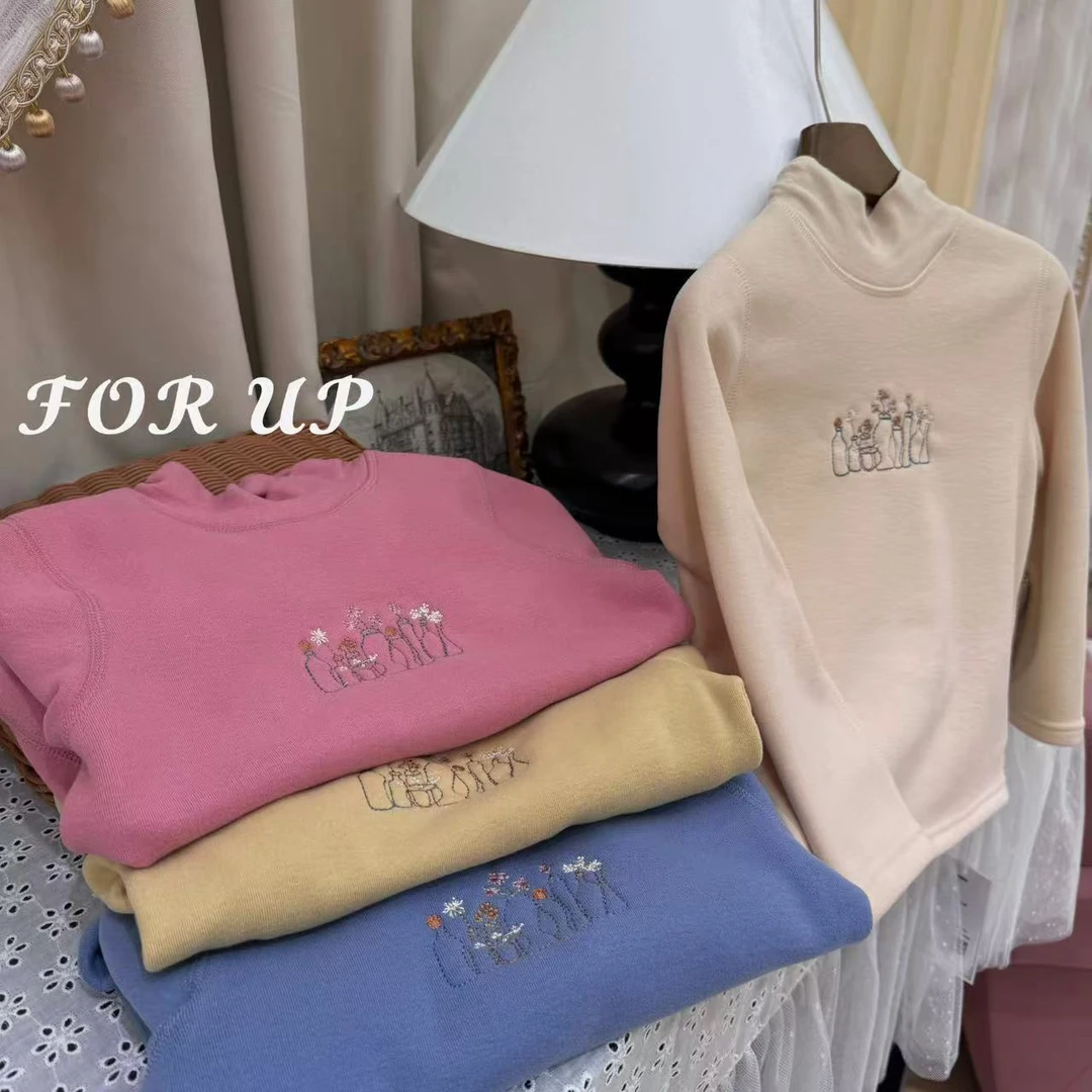 [FOR UP]法式羊毛绒刺绣打底衫244-FU-69839多色