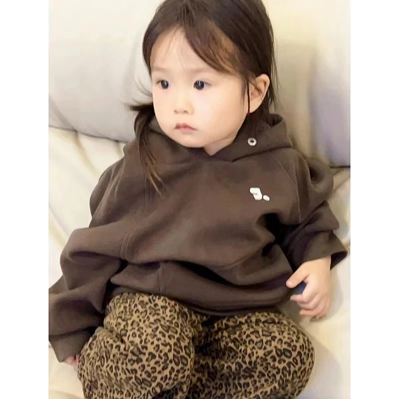 【现货】243-MMSL-243155 童装2024年秋季新款韩版豹纹裤卫衣套装