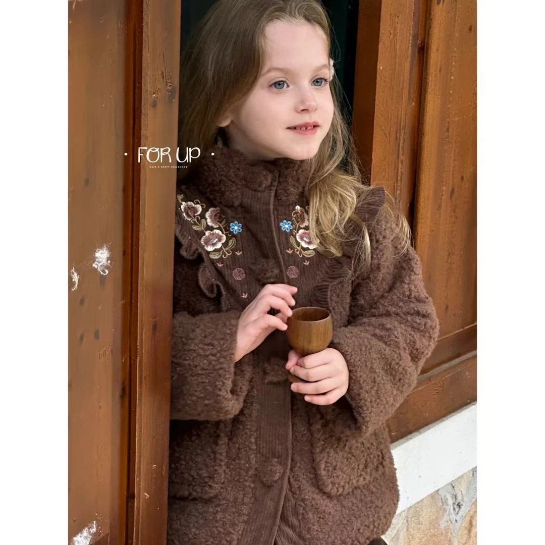 [FOR UP]冬季新款法式花朵荷叶边毛毛外套244-FU-69819多色