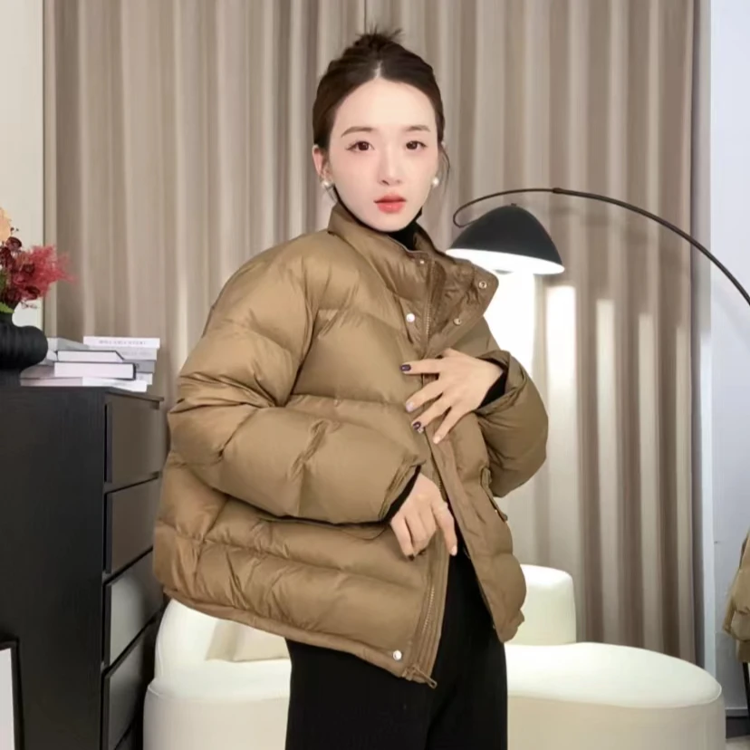 24新款白鸭绒羽绒服女时尚宽松休闲百搭保暖短款加厚立领3