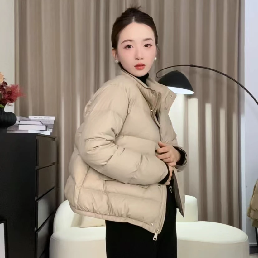 24新款白鸭绒羽绒服女时尚宽松休闲百搭保暖短款简约立领1