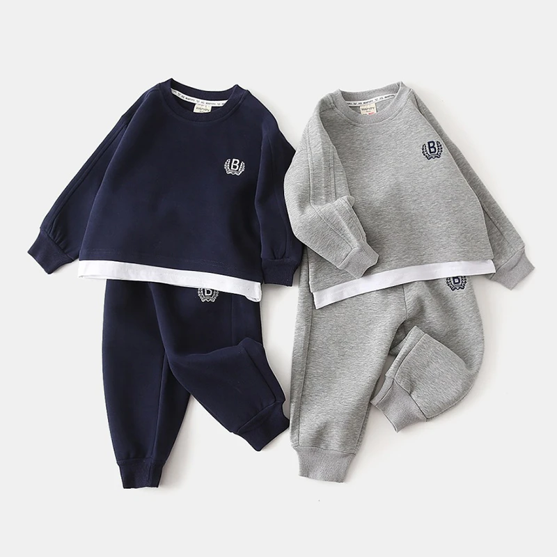 儿童卫衣运动裤两件套新款春秋装男童假两件宝宝时尚长袖长裤套装