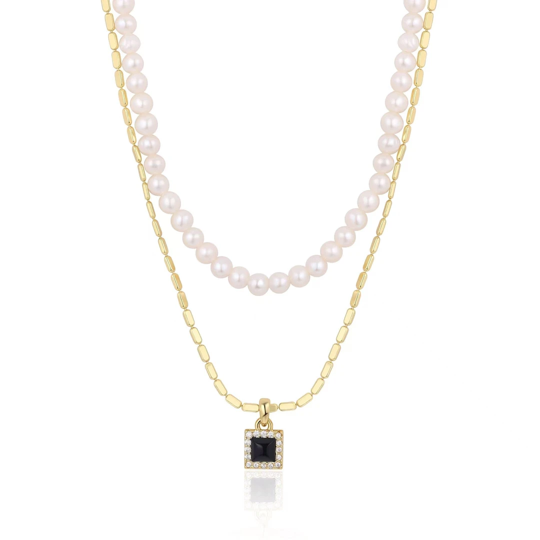 铜合金项链 【HevinStudio】原创秋冬漂浮新光轻奢贝珠项链