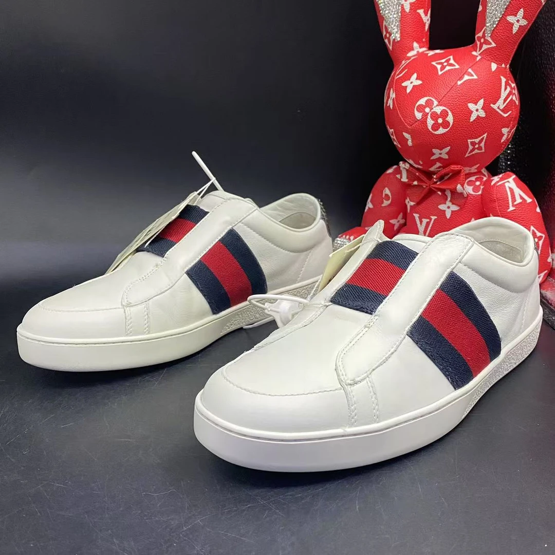 【聚星福利】古驰/Gucci95新休闲白色红紫弹力织带板鞋39欧码ddm913