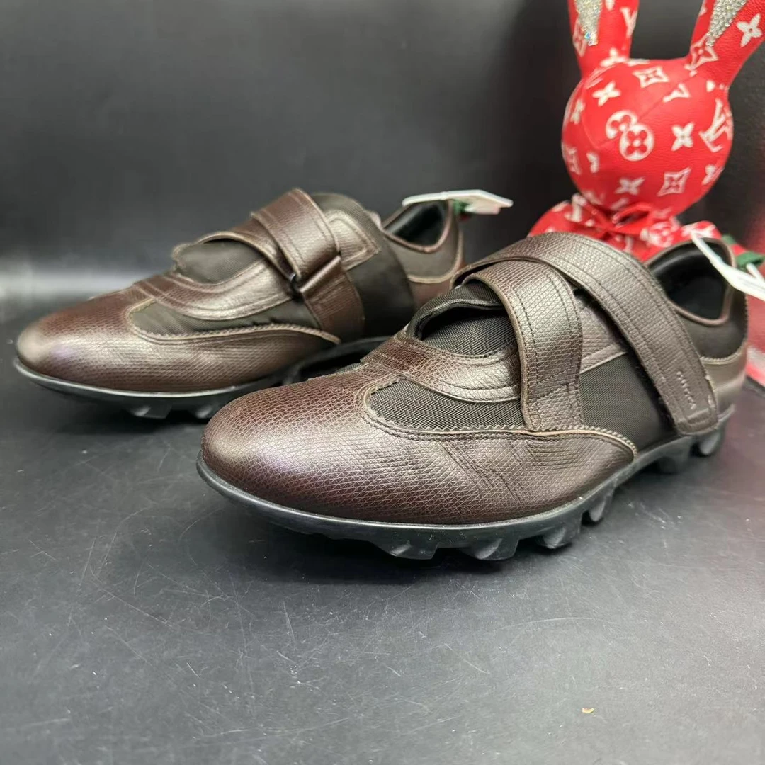 【聚星福利】GUCCI/古驰95新男士休闲舒适棕色魔术贴板鞋42.5欧码