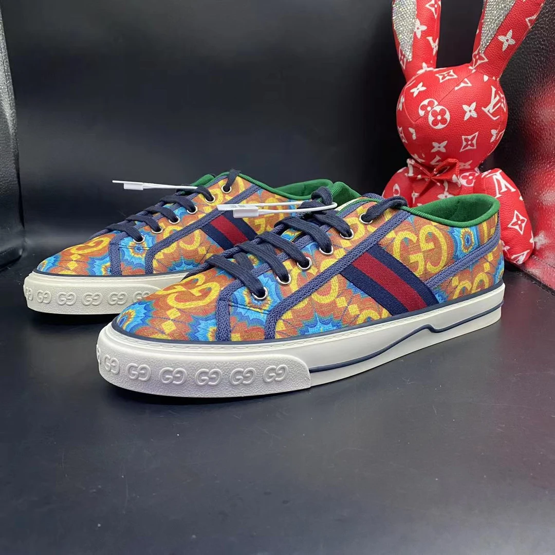 【聚星折扣】GUCCI/古驰95新休闲舒适蓝黄1977板鞋43欧码