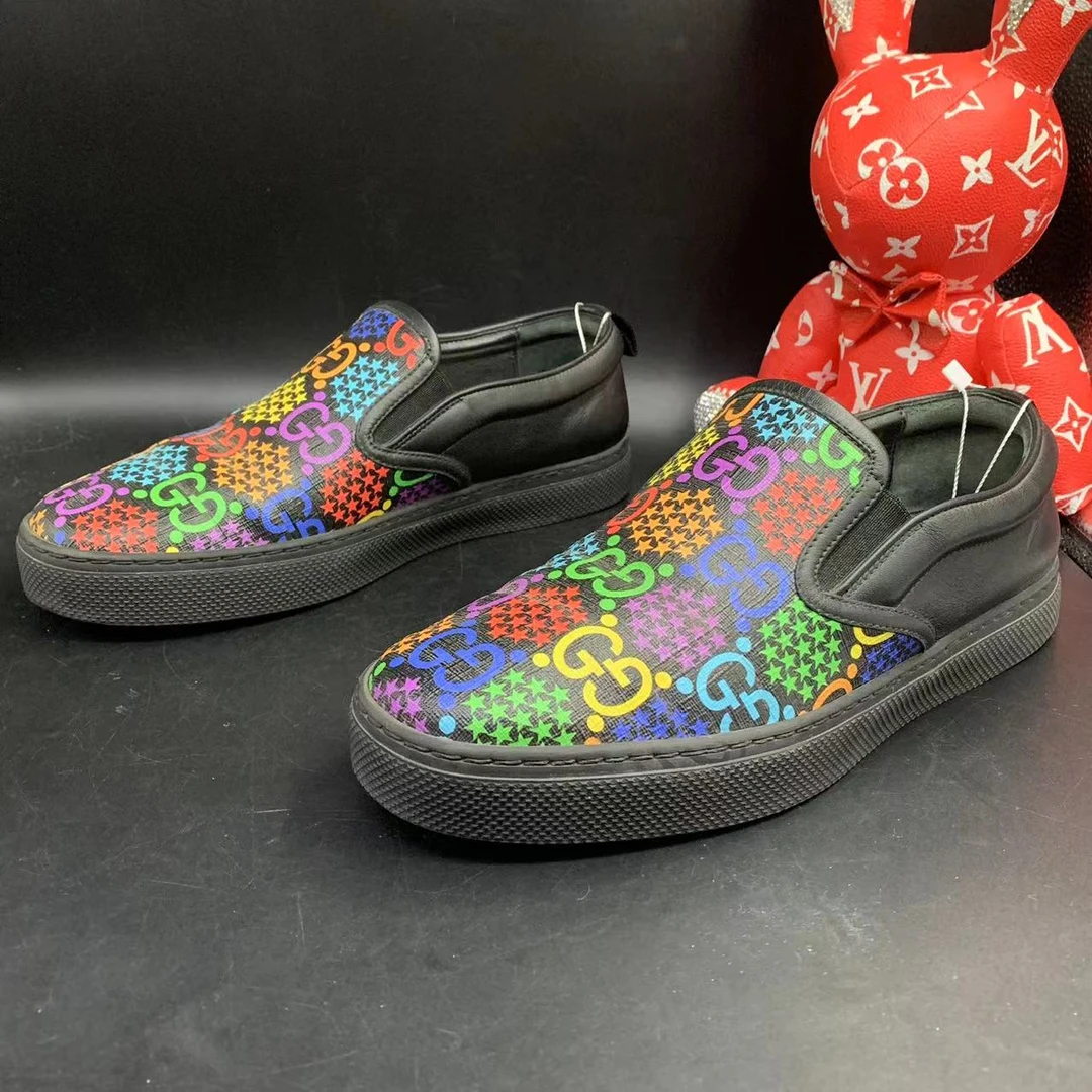 【聚星福利】GUCCI/古驰95新男士炫彩糖果一脚蹬板鞋40.5欧码cat24