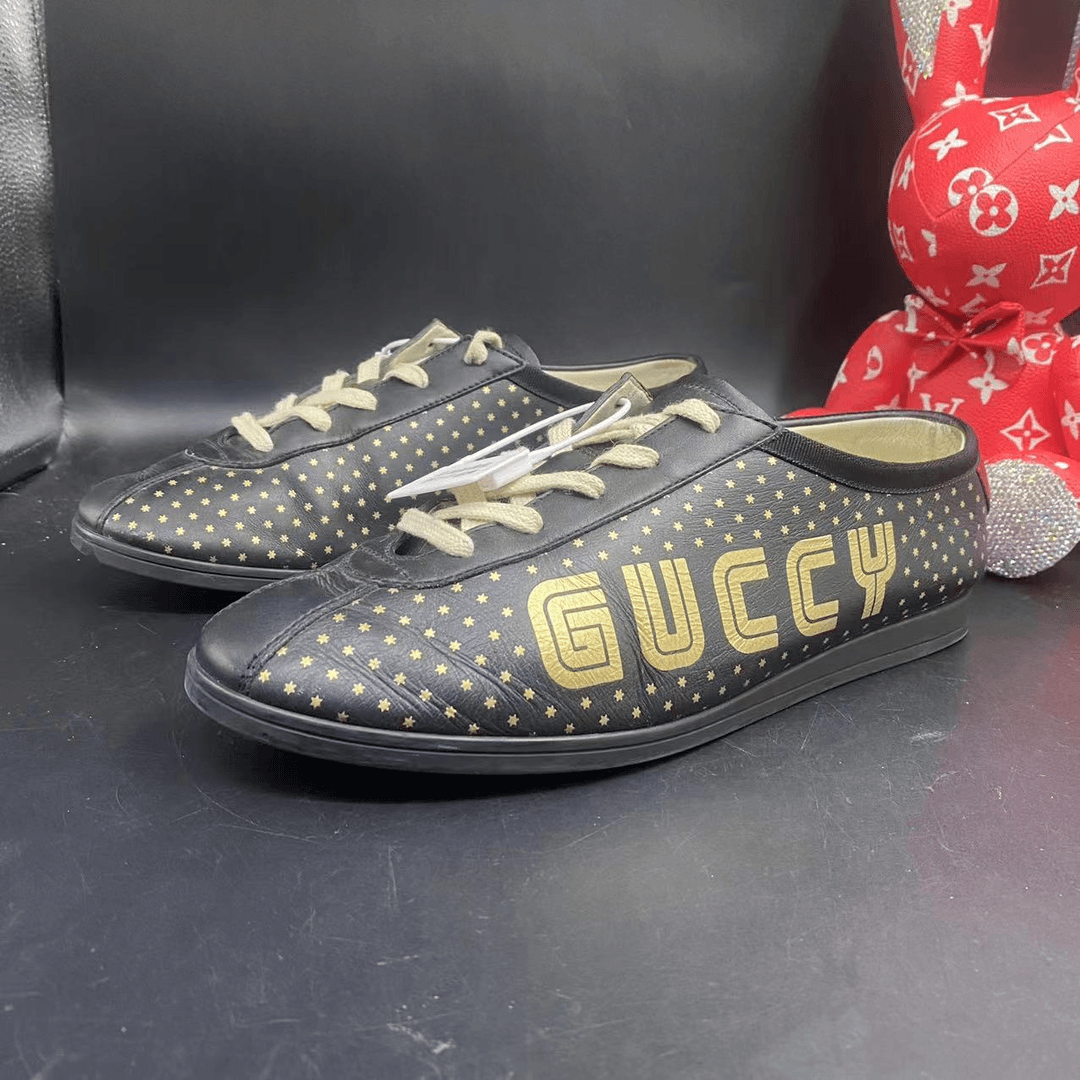 【聚星福利】古驰/Gucci男士休闲时尚舒适黑色满天星阿甘鞋41欧码