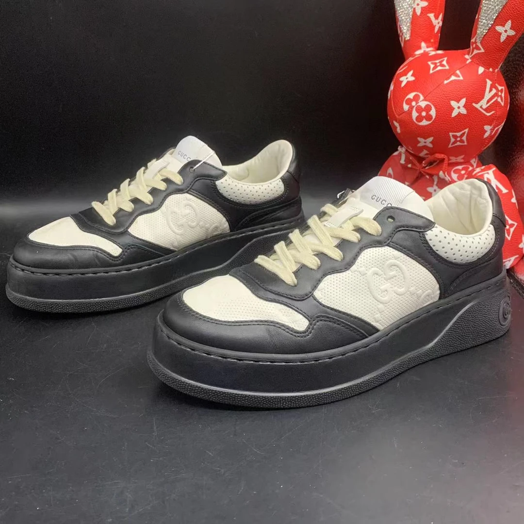 【聚星折扣】GUCCI/古驰95新男士休闲舒适黑白熊猫饼干鞋