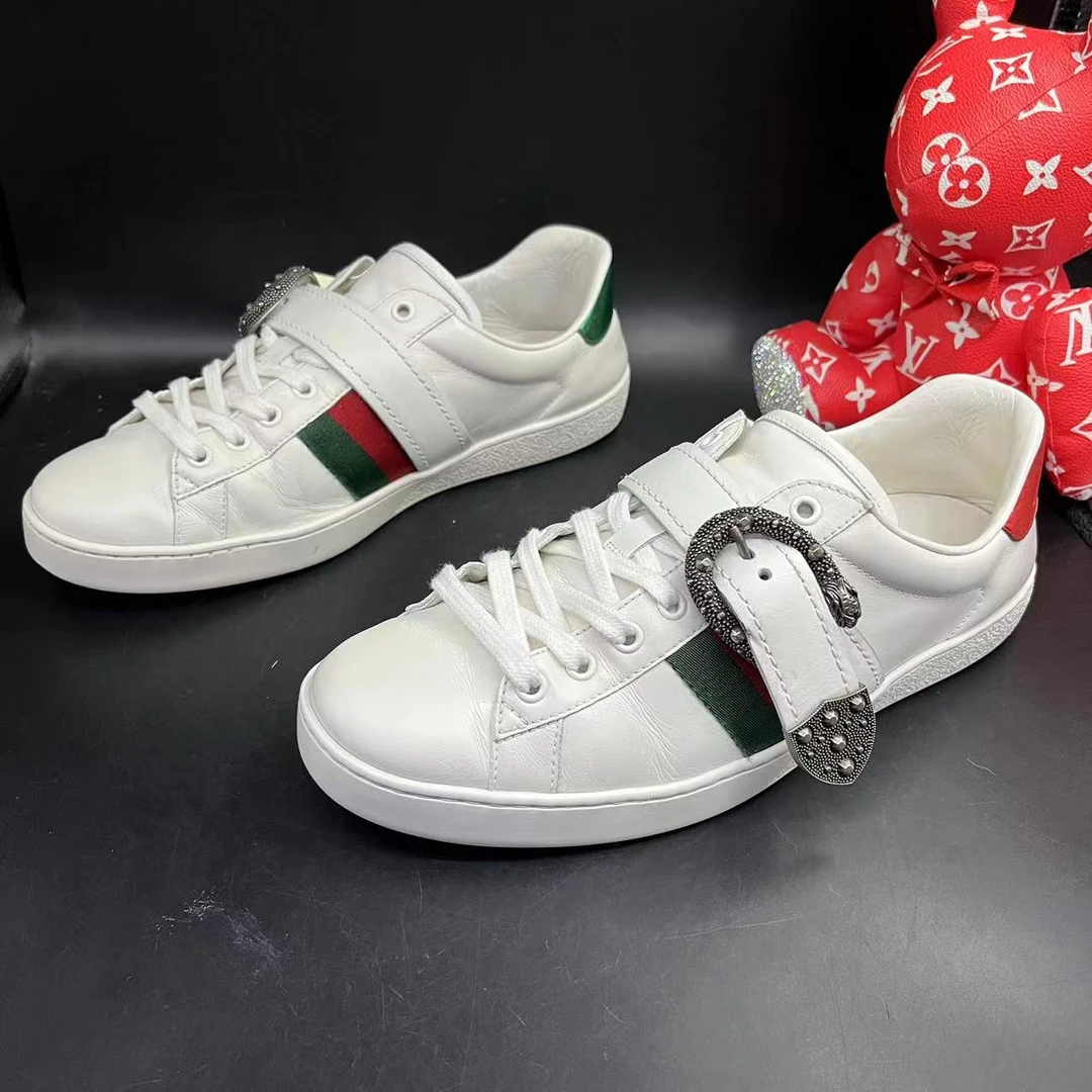 【聚星福利】GUCCI/古驰90新百搭白色ACE九神扣板鞋42欧码ddm410