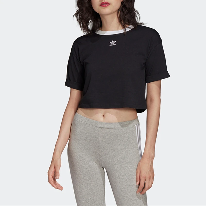 Adidas/阿迪达斯Crop Top 三叶草女子运动T恤短袖FM2557