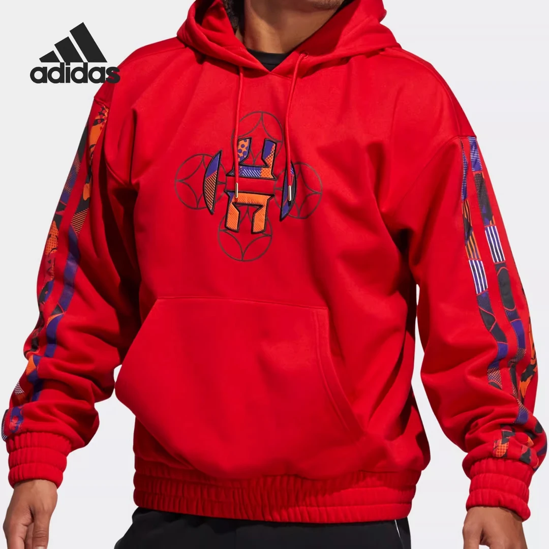 Adidas/阿迪达斯正品男秋冬加绒连帽上衣哈登篮球运动卫衣 H37613