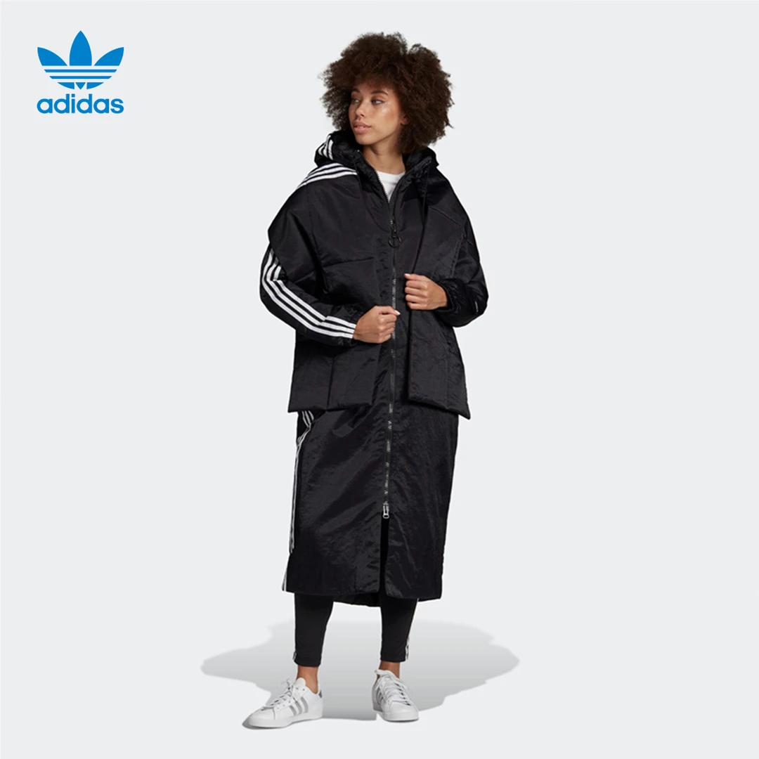 Adidas/阿迪达斯三叶草棉服女子冬季防风中长款夹克外套EC0936