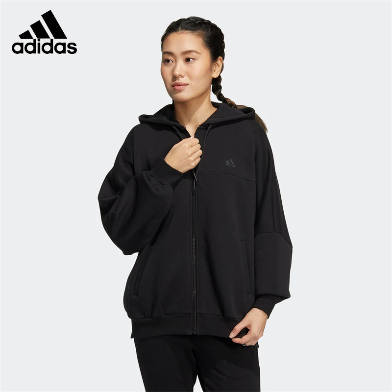 Adidas阿迪达斯女子户外运动休闲宽松连帽夹克外套HM2814
