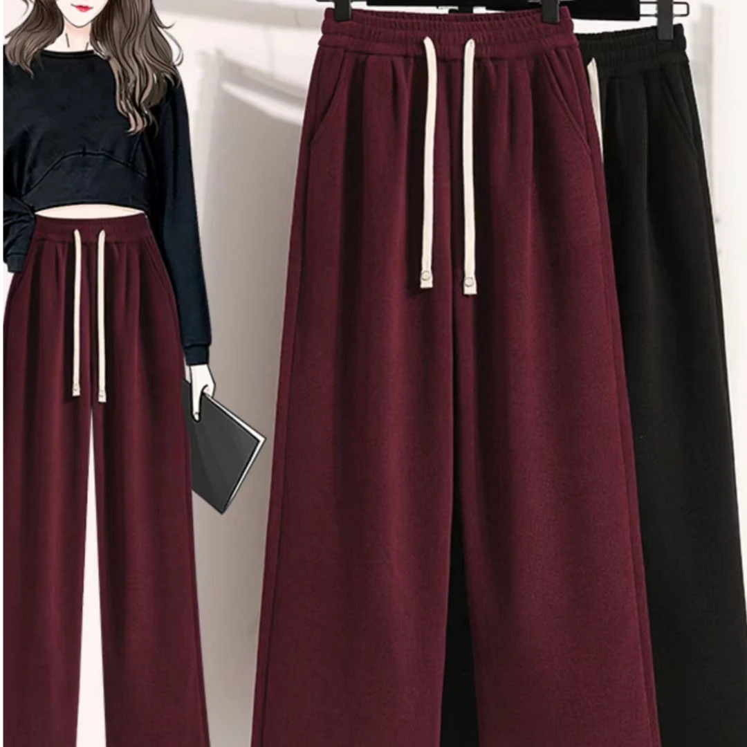 【娜姐家】1315#百搭欧棉加绒休闲直筒裤