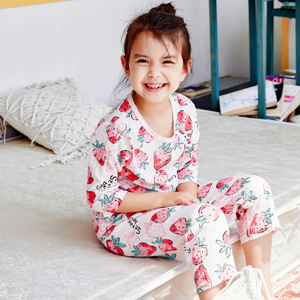 【断码清仓】睡衣夏季纯棉无骨衣服空调服家居服套装女童宝宝睡衣