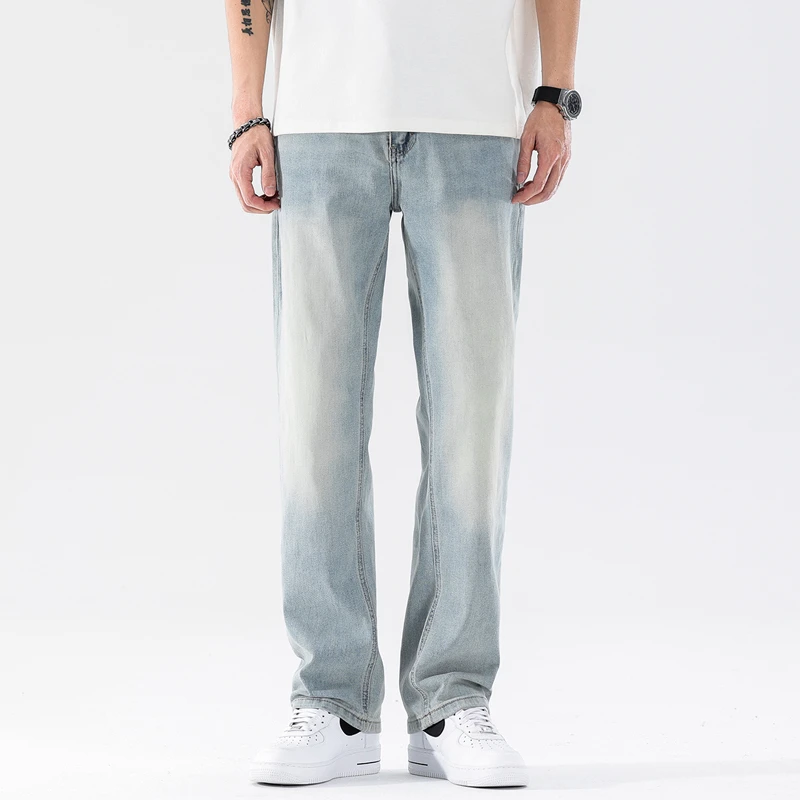 美式高街牛仔裤男款ins潮牌春季新款时尚百搭直筒宽松休闲长裤子