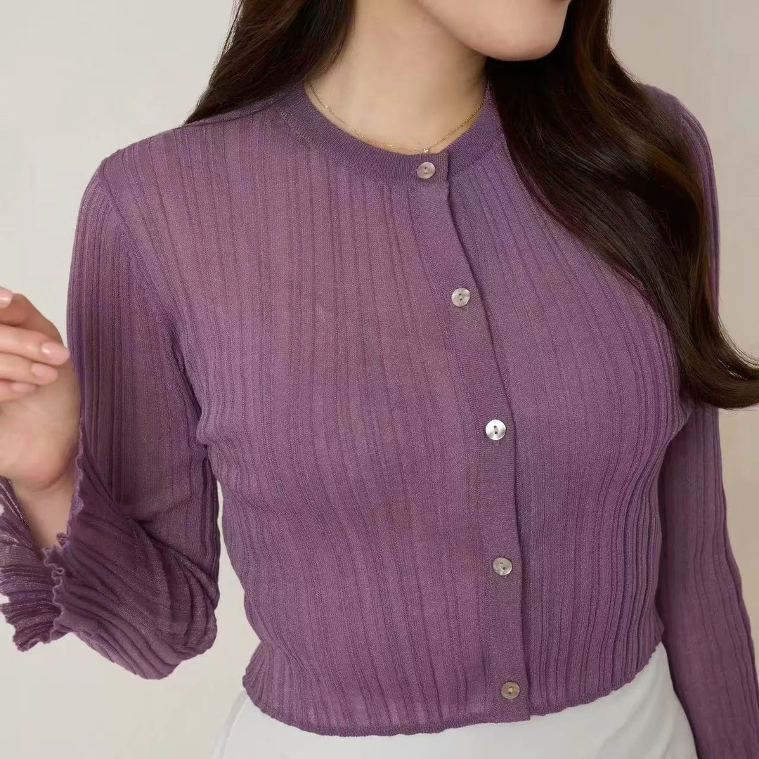 珠光纱线防晒针织开衫