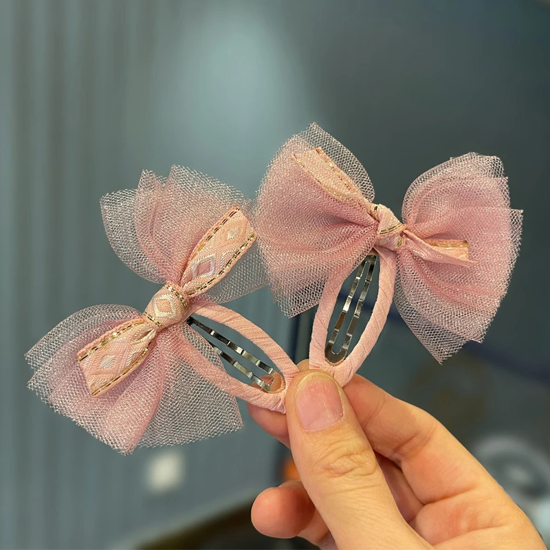 韩版网纱蝴蝶结发饰可爱宝宝发卡公主头饰儿童bb夹女孩刘海碎发夹