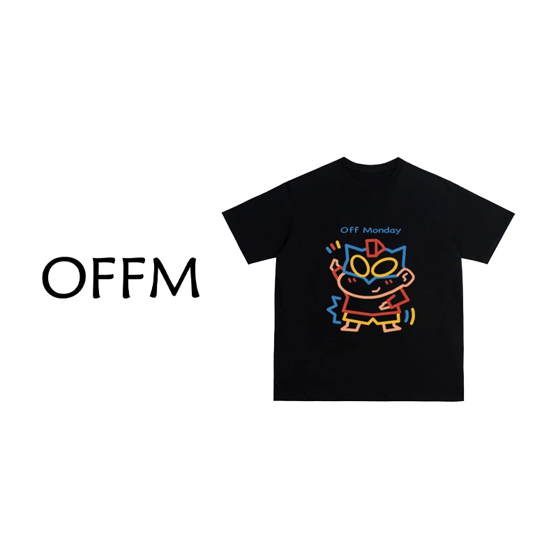 【猪肉佬专属】ODT纯棉短袖T恤（线条动感超人）宽松卡通短袖男女同款