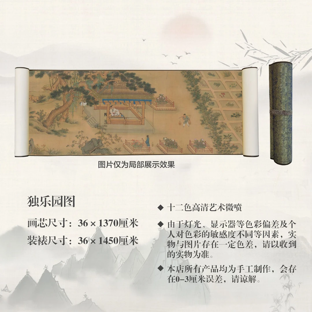 复制明仇英【独乐园图】宣纸高清微喷中式古典书房茶室客厅装饰