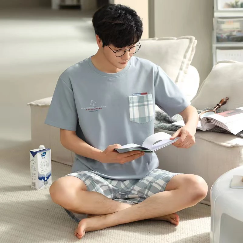 【多款可选】夏季纯棉男士睡衣短裤套装休闲居家可外穿