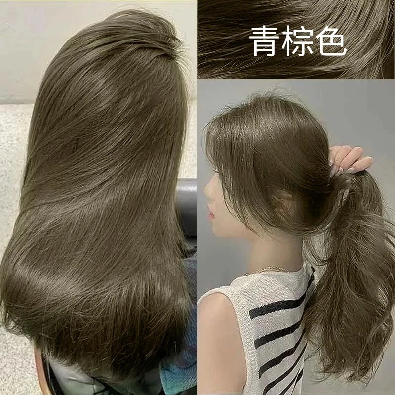 免漂青棕色染发剂自己在家染发膏流行色泡泡沫植物男女薄荷米棕色