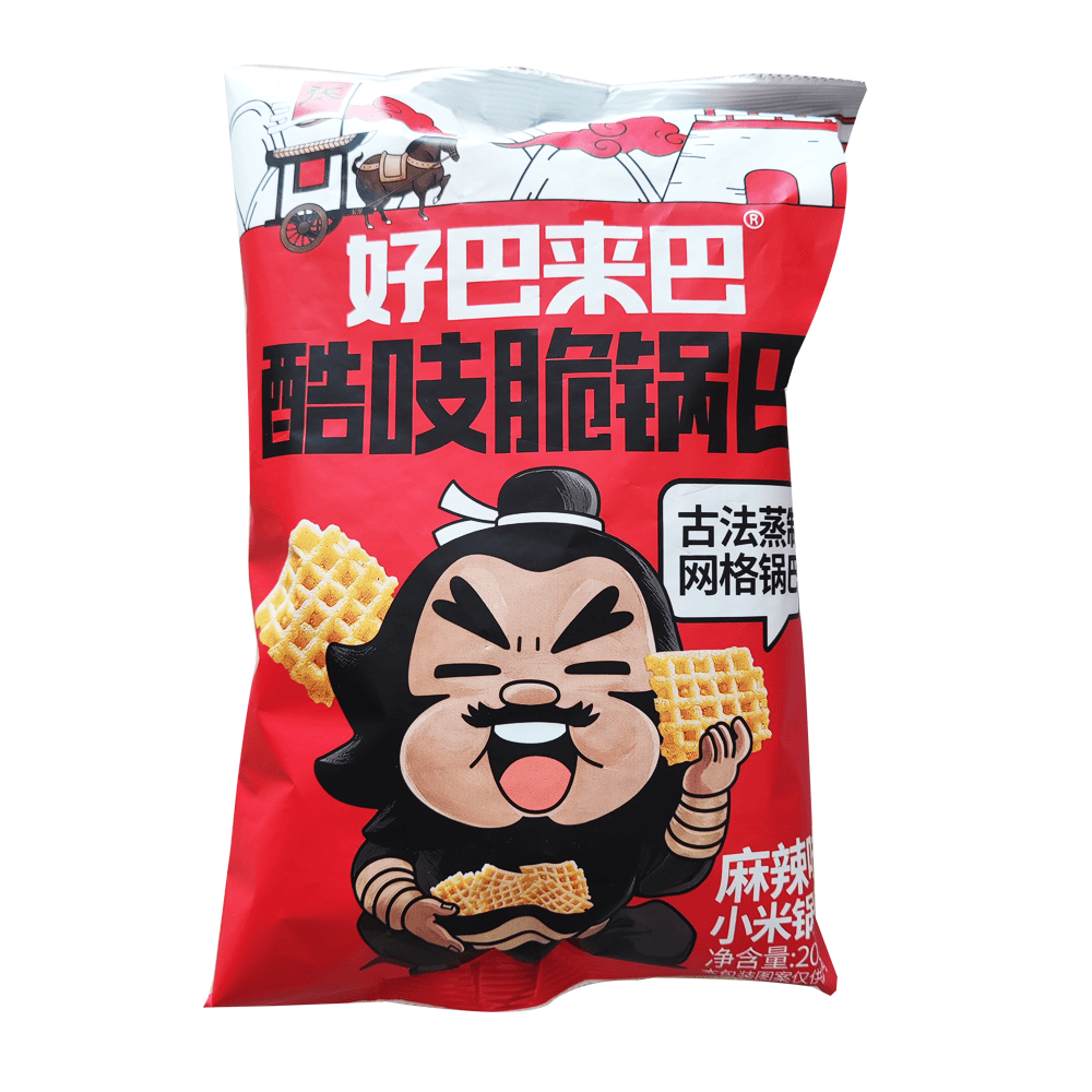 来巴锅巴酷吱脆网格小米蟹黄牛肉麻辣香小吃网红零食品笋1g