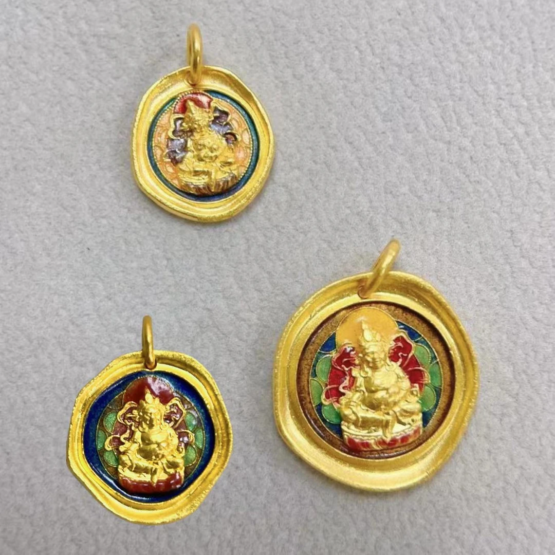 足金 国金烧蓝黄财财吊坠 （多样性发货 只发一个）