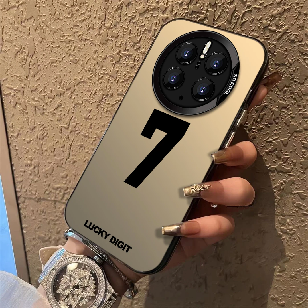 适用于【华为】Mate50Pro/EPro简约数字英文男女款防摔彩银手机壳