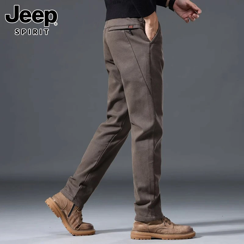 JEEPSPIRIT休闲裤男秋冬季新款潮流修身直筒商务西裤小脚裤子男款