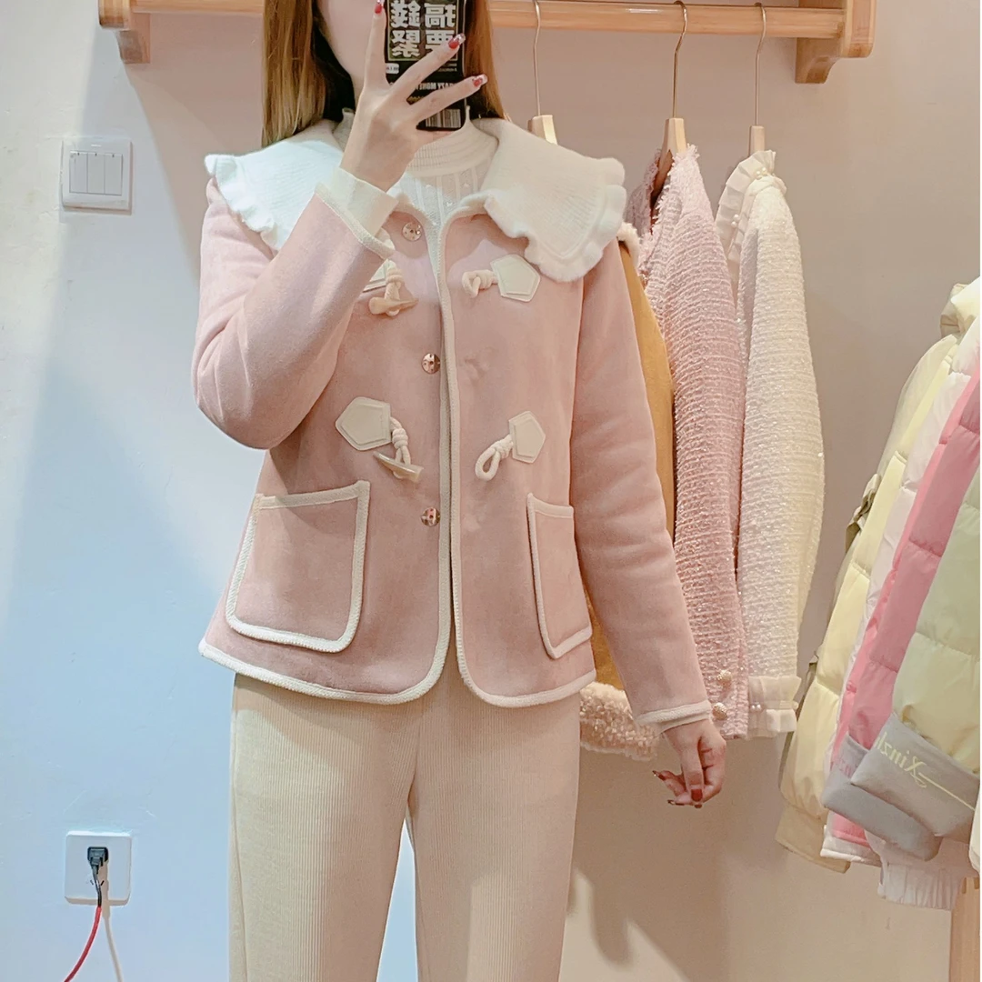 来米家 冬季新款时尚减龄法式气质娃娃领外套