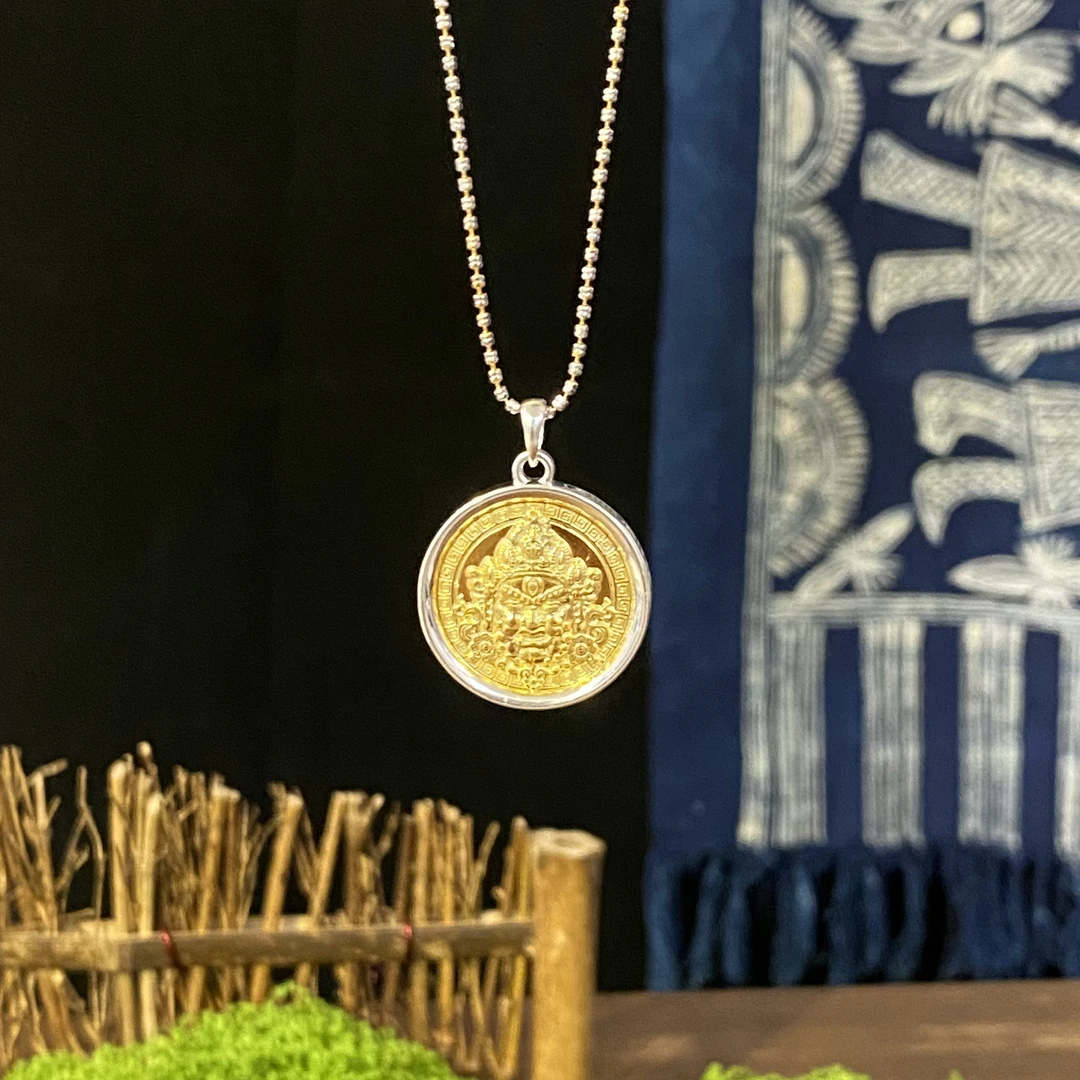 吊坠足银 足银999.9 黄财神镀金项链 毛衣链