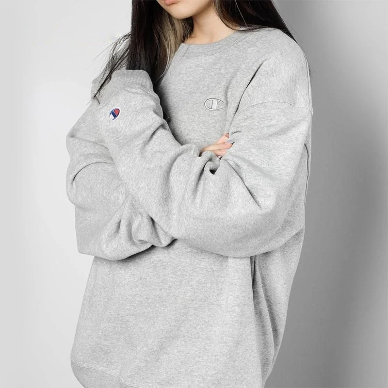 Champion冠军美版情侣款打底卫衣纯色棉长袖男女百搭宽松s0888