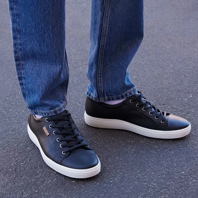 Ecco/爱步【柔酷7号】430004经典男士真皮鞋四季款休闲运动板鞋