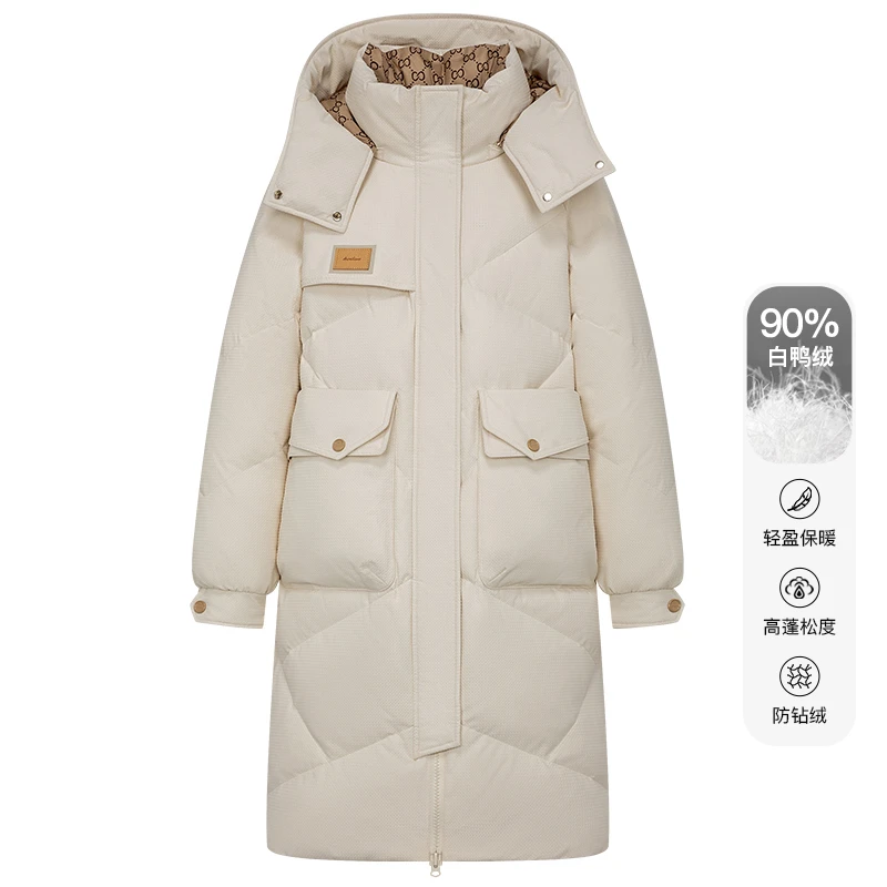 【姿姐】连帽韩版羽绒服长款过膝外套3016A23188