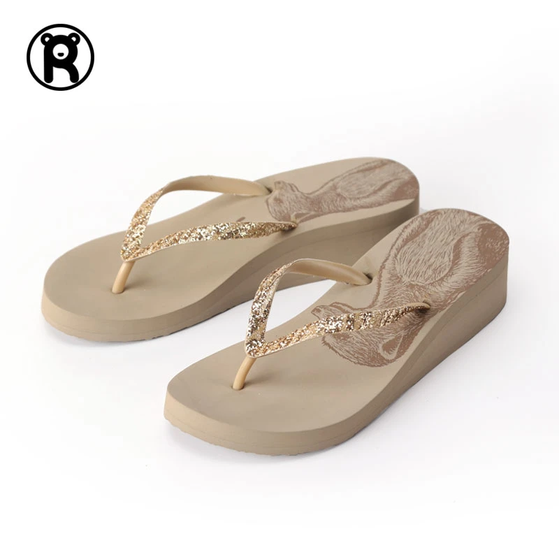 DW04人字拖鞋女款2025新爆款软底坡跟人字拖鞋女厚底沙滩拖鞋女