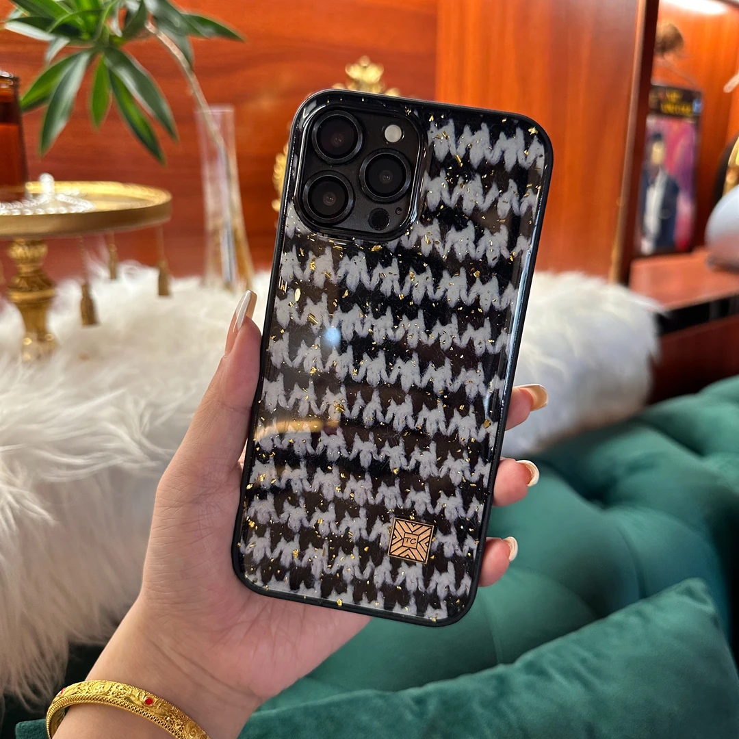 苹果高端松弛感手机壳适用iPhone11-15各型号毛衣千鸟格欧式壳壳