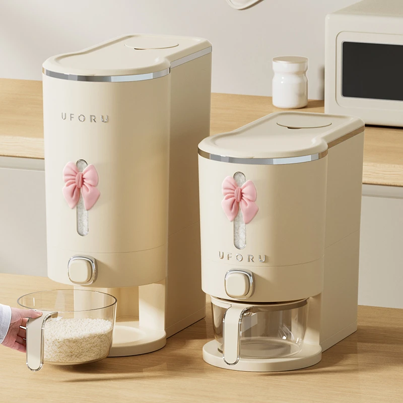 【源尚】大容量按压米桶带蝴蝶结家用厨房防潮杂粮罐多功能窄缝收纳