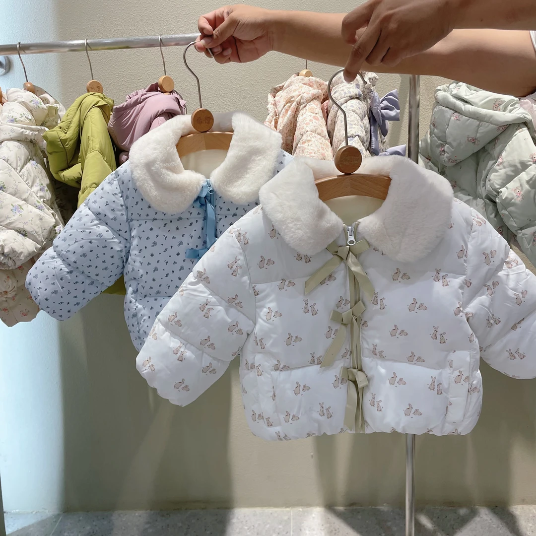 念汐2024新品反季女童加绒棉衣宝宝毛领防寒保暖外套