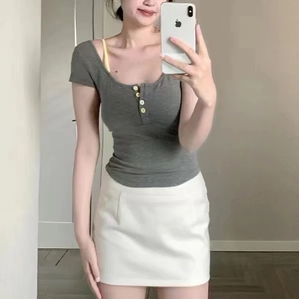 男士背心文胸韩系碎花吊带两件短袖恤夏季设计感小众纯欲修身上衣